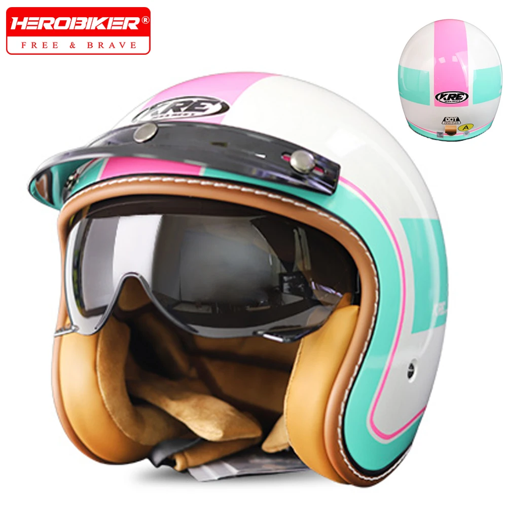 

Retro Motorcycle Helmet Street Summer Breathable Motorbike Riding Helmet DOT Approved Anti Fall Wear-resistant Moto Equipment