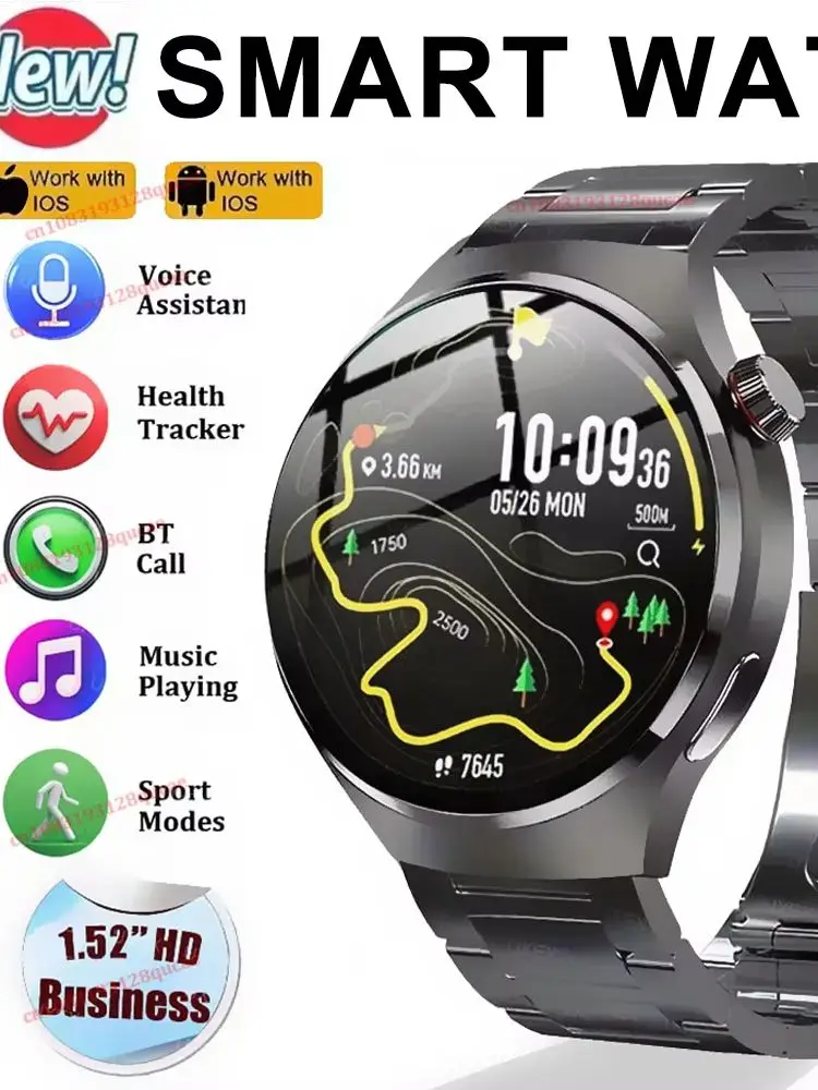 Nowy smartwatch męski z 2026 roku, ekran AMOLED HD, GPS, śledzenie ruchu, pomiar tętna, połączenia Bluetooth, wodoodporny smartwatch IP68, model H10. — 2