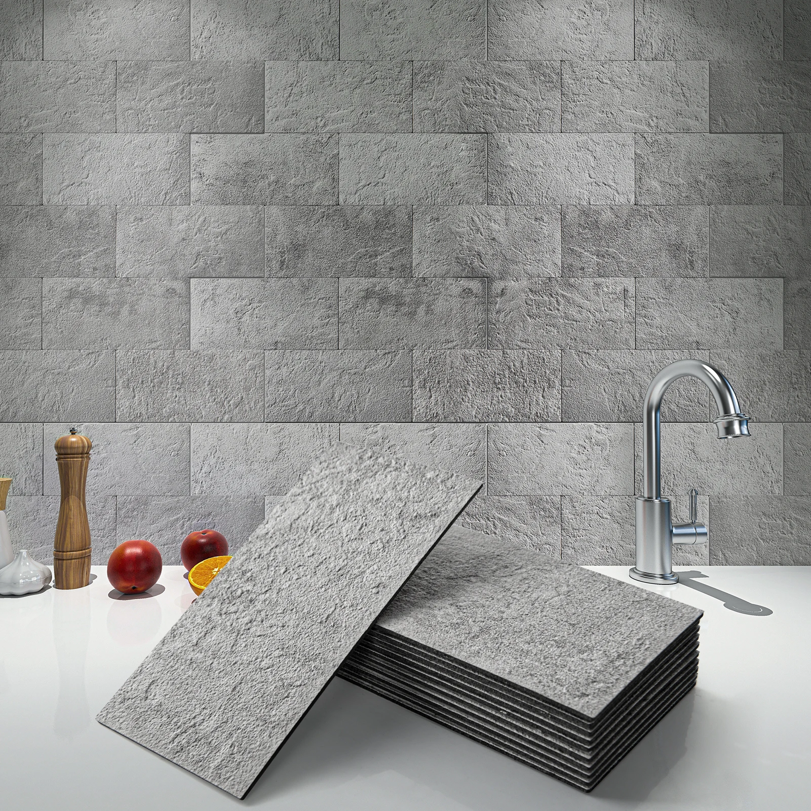 

Art3d 102-компонентный щиток для плитки для кухни и ванной комнаты, 3 x 6 дюймов. Приклейка на плитку метро, доска из состаренного дерева