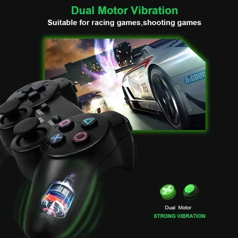 Wireless Gamepad for Sony PS2 Controller for Playstation 2 Console Joystick 2.4G Double Vibration Shock Joypad USB PC Game