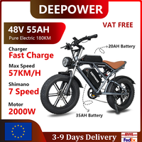 2000W Bike Electric Bicycle Adults Ebike 48V 55AH Max 57KM/H 20 Inch Fat Tire Cycling Electric Bikes Moutain