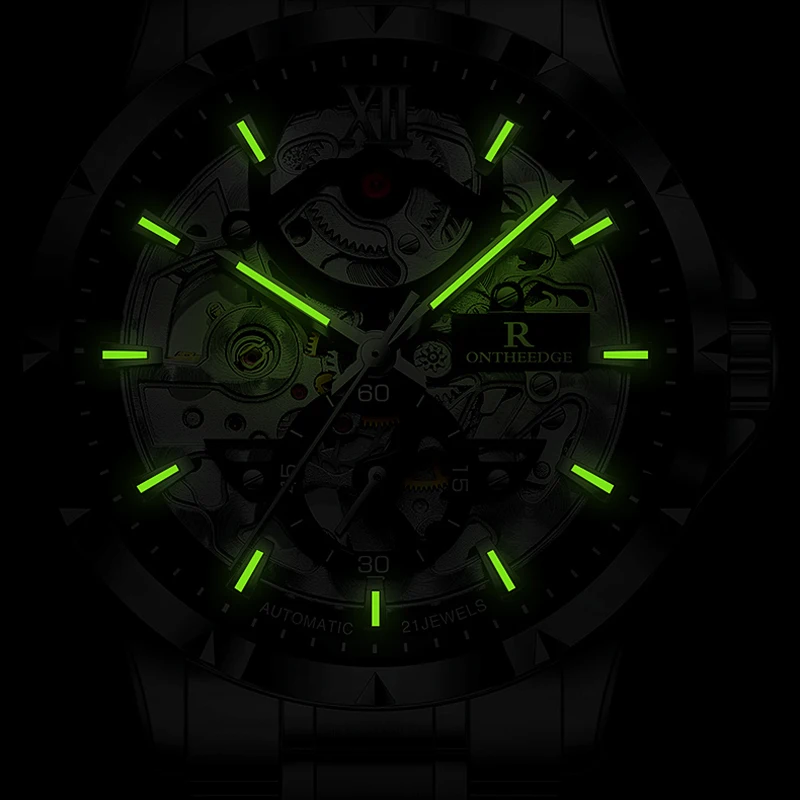 새로운 할로우 스켈레톤 남자 기계식 손목 시계 패션 비즈니스 시계 남자 캐주얼 스포츠 방수 자동 시계 남성용