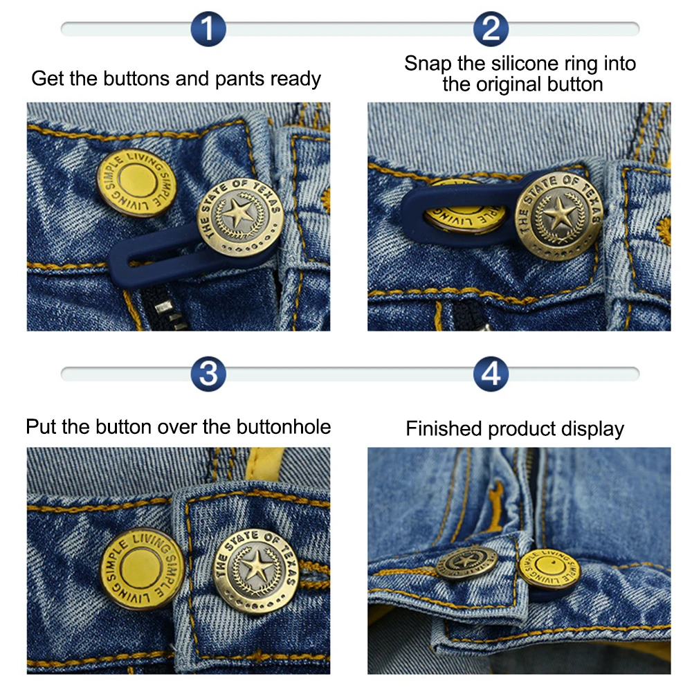 2/10PCS Magic Metal Button Extender for Pants Jeans Free Sewing Adjustable Retractable Waist Extenders Button Waistband Expander