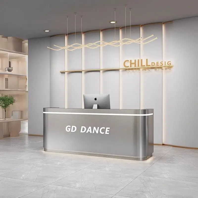 Dance Studio Stainless Steel Bar Gym Billiards Hall Barber Clothing Store Checkout Page Beauty Salon Reception Desk