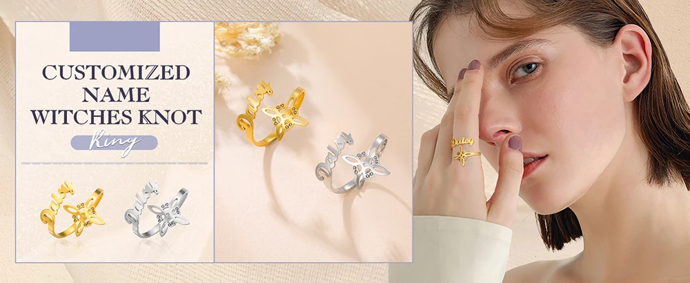 Sipuris Personalisierte Namensringe für Damen und Herren aus Edelstahl, Trendiger Keltischer Knoten Amulett-Ring, Schmuck, Hochzeitsgeschenke – Detail 3
