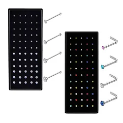 Drperfect 60pcs Stainless Steel Nose Studs Rings Piercing Pin Nostril Body Jewelry for Woman Men 20G-22G 1.5mm 2mm 2.5mm