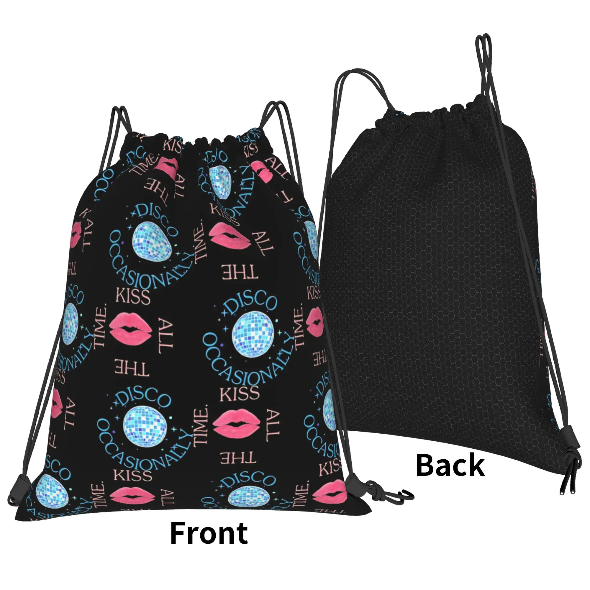 Kiss All The Time. Disco HS album Drawstring Backpack Sports Gym Bag  Harrys Music Styles String Sackpack 36cm (W) x 43cm (H)
