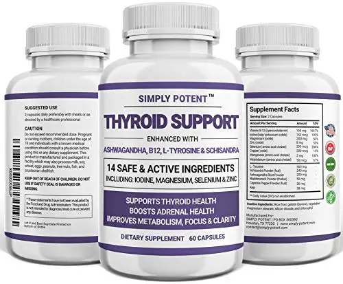 Powerful Thyroid and Adrenal Support Supplement for Women and Men with Iodine and Ashwagandha for Energy, Metabolism, and Focus