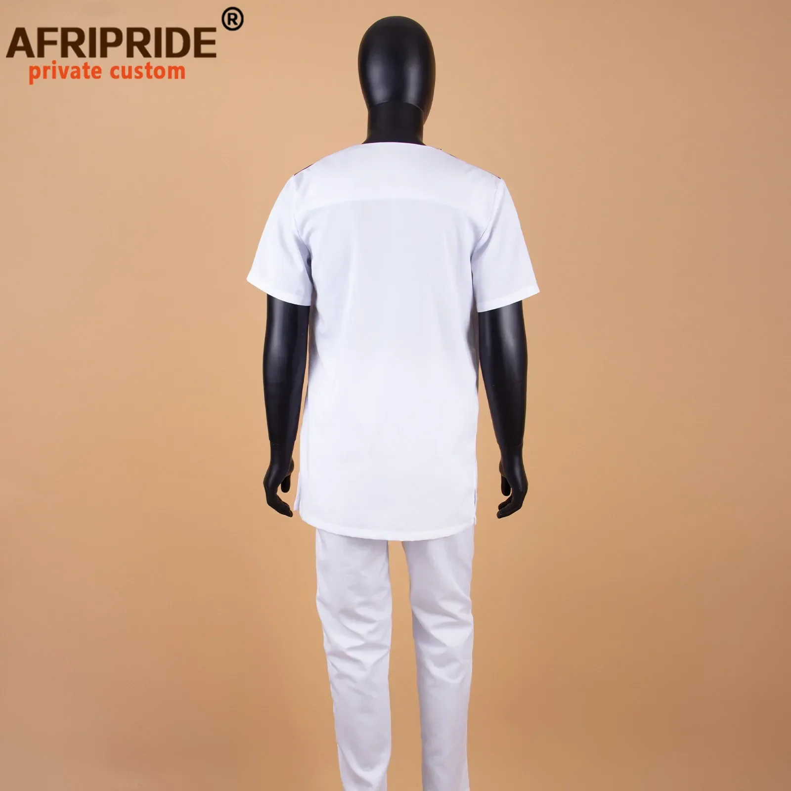 Bazin Riche Men 2 Pieces Pants Sets African Design Clothing African Clothes Casual Short Sleeve Shirts and Pants Sets A2116059