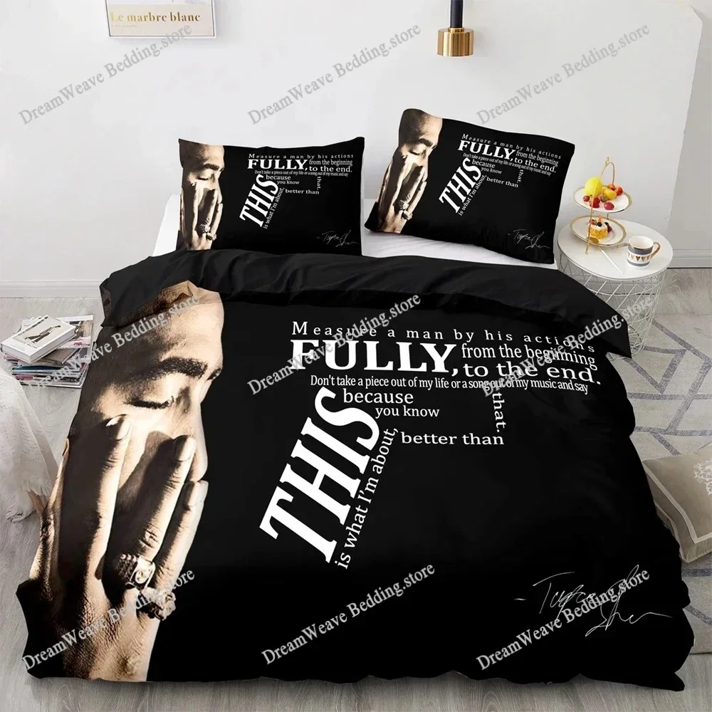 3D Printed Bedding Set for Boys Single Double Queen King Size Duvet Cover Set Tupac Amaru Shakur Duvet Cover Bed Set Quilt