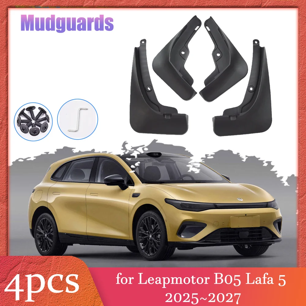 

4pcs Car Mudflaps for Leapmotor B05 Lafa 5 2025~2027 Mud Flaps Splash Guards Cover Mudguards Front Rear Wheel Fender Accessories