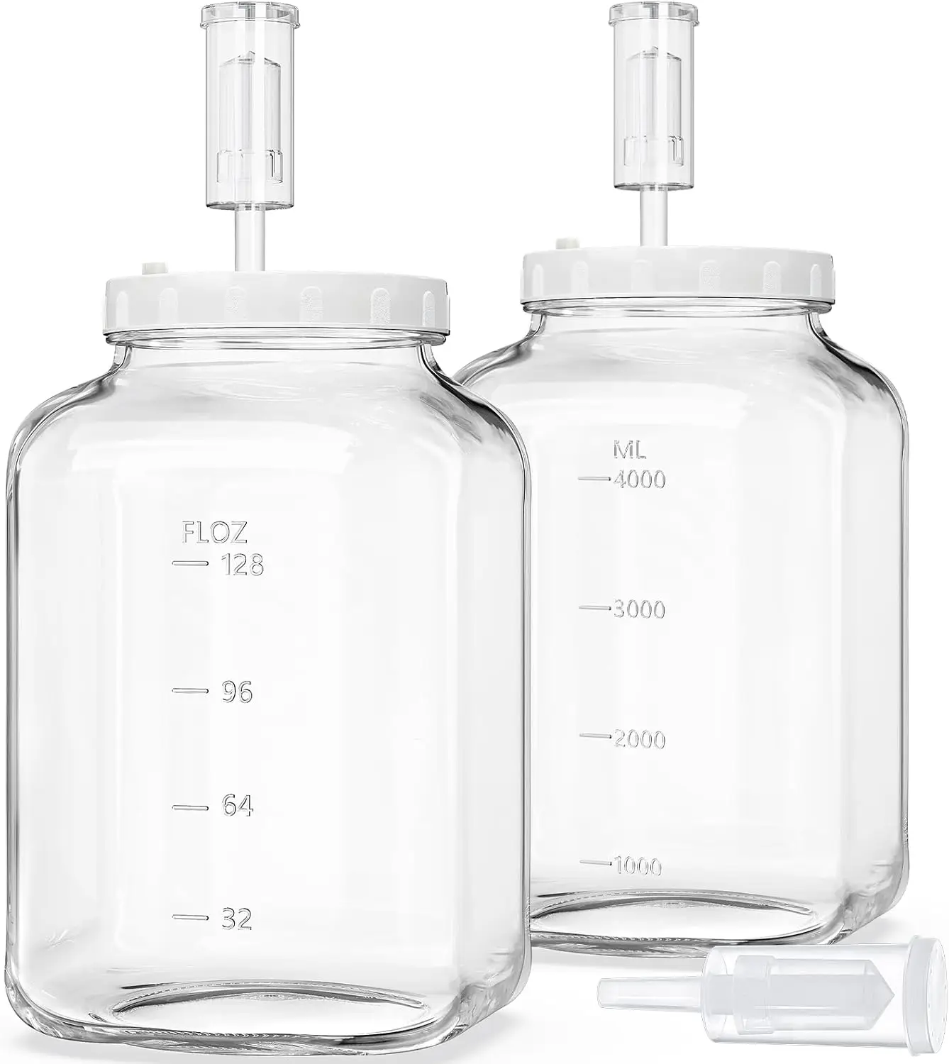 

1.5 Gallon Large Fermentation Jars with 2 Airtight Lids and 3 Airlocks, Wide Mouth Glass Jar with Scale Mark, Pickle jars,