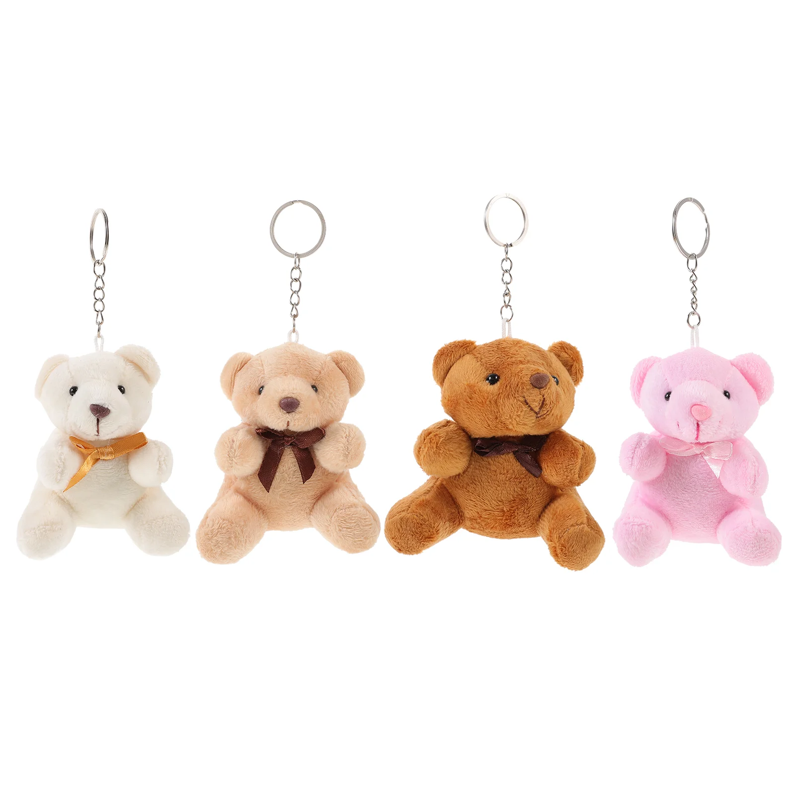 4 Pcs Mini Backpack Keychain Bear Plush Pendant Pendants Fluffy Hanging Decor Car Miss