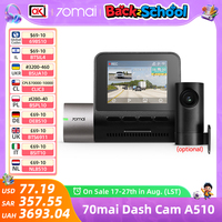 New 70mai Dash Cam A510 1944P HDR Imaging F1.8 Aperture Car DVR 70mai A510 Dual-Channel Record 24H Parking Guard Support 4G