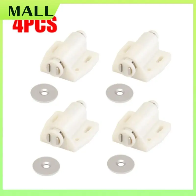 MALL 4er-Pack Einmagnet-Schrank mit Schnappverschluss, unsichtbarer Möbeltür-Rebounder, Schrank, Kleiderschrank, Türschließer, langlebig, einfach zu bedienen, Weiß