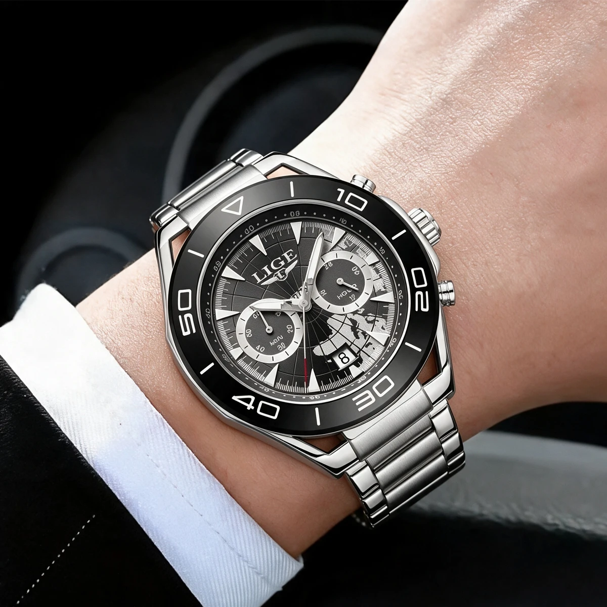 LIGE Luxury Man Watch Luminous Waterproof Week Date Men Wristwatch Stainless Steel Men's Quartz Gold Color Watches Reloj Hombre