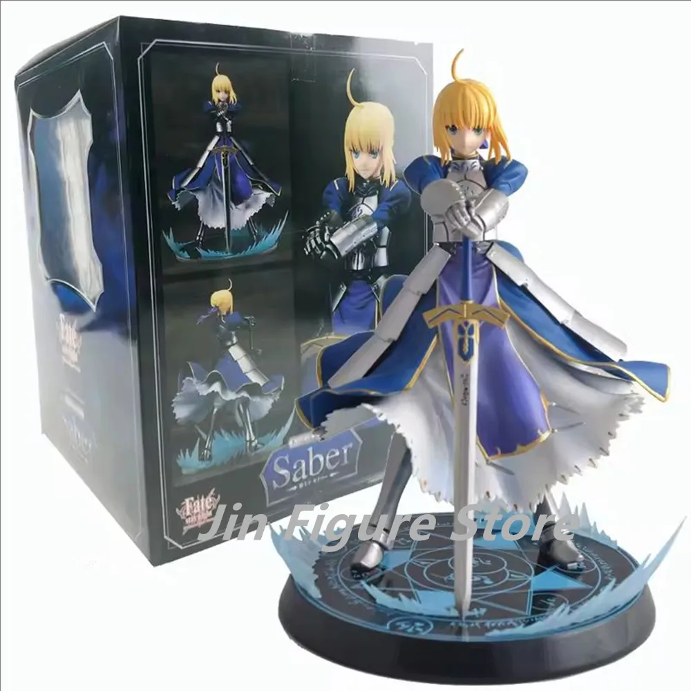 

23CM Saber Anime Fate/Stay night Figure Knight King Saber Caliburn Battle Scene Model PVC Young Children Toys Gift Static Doll