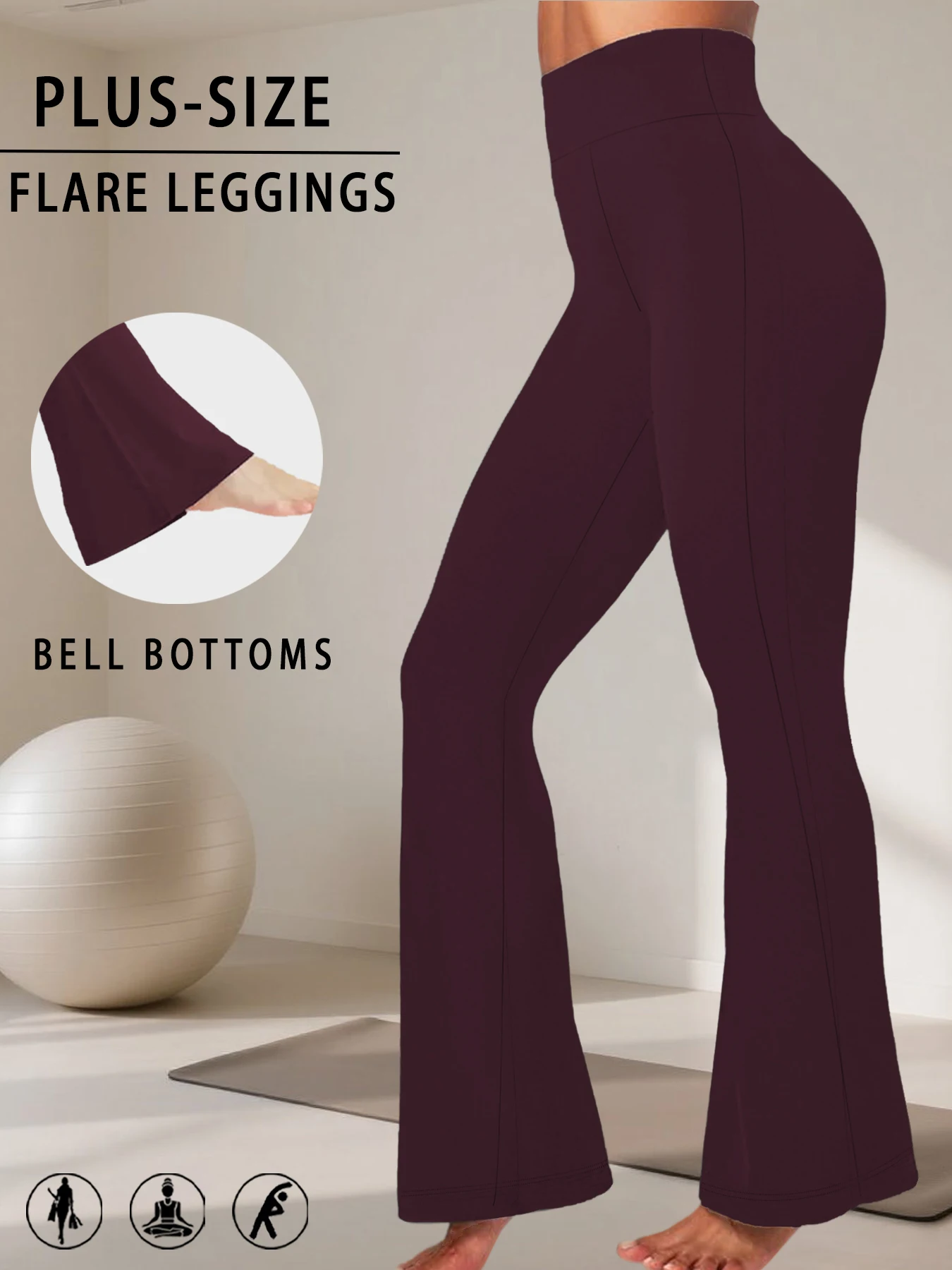 

Брюки для йоги с высокой талией и расклешенным низом для женщин больших размеров. Идеально подходит для йоги или повседневной носки.