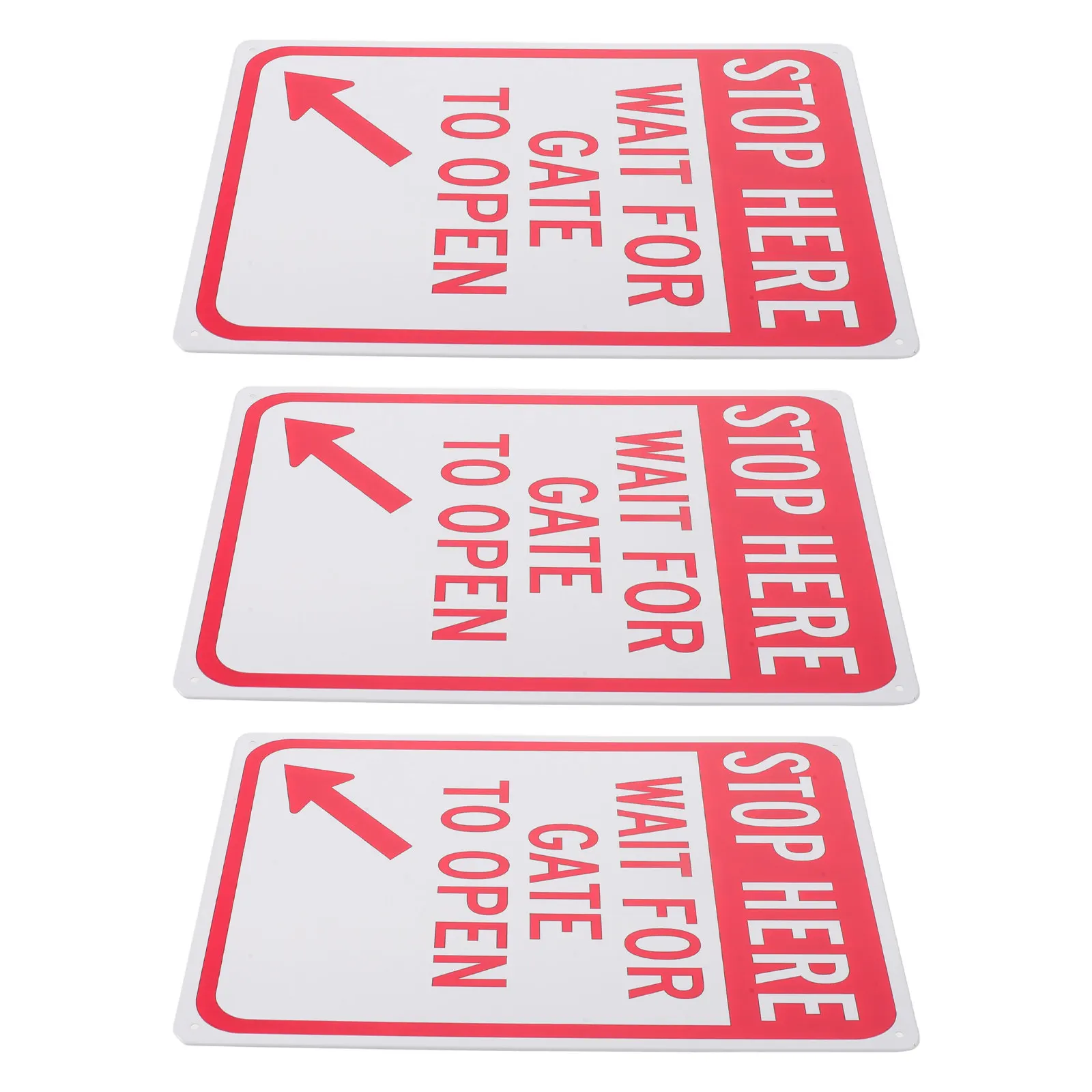 3Pcs Stop Here Warning Sign 12x8 Inch Vintage Iron Rounded Corner Metal Plaque for Garage Gate Safety Outdoor Commercial