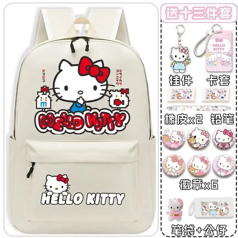 Sanrio Nieuwe Hello Kitty Schooltas Lichtgewicht Grote Capaciteit Cartoon Kinderen Rugzak Voor Mannelijke En Vrouwelijke Studenten