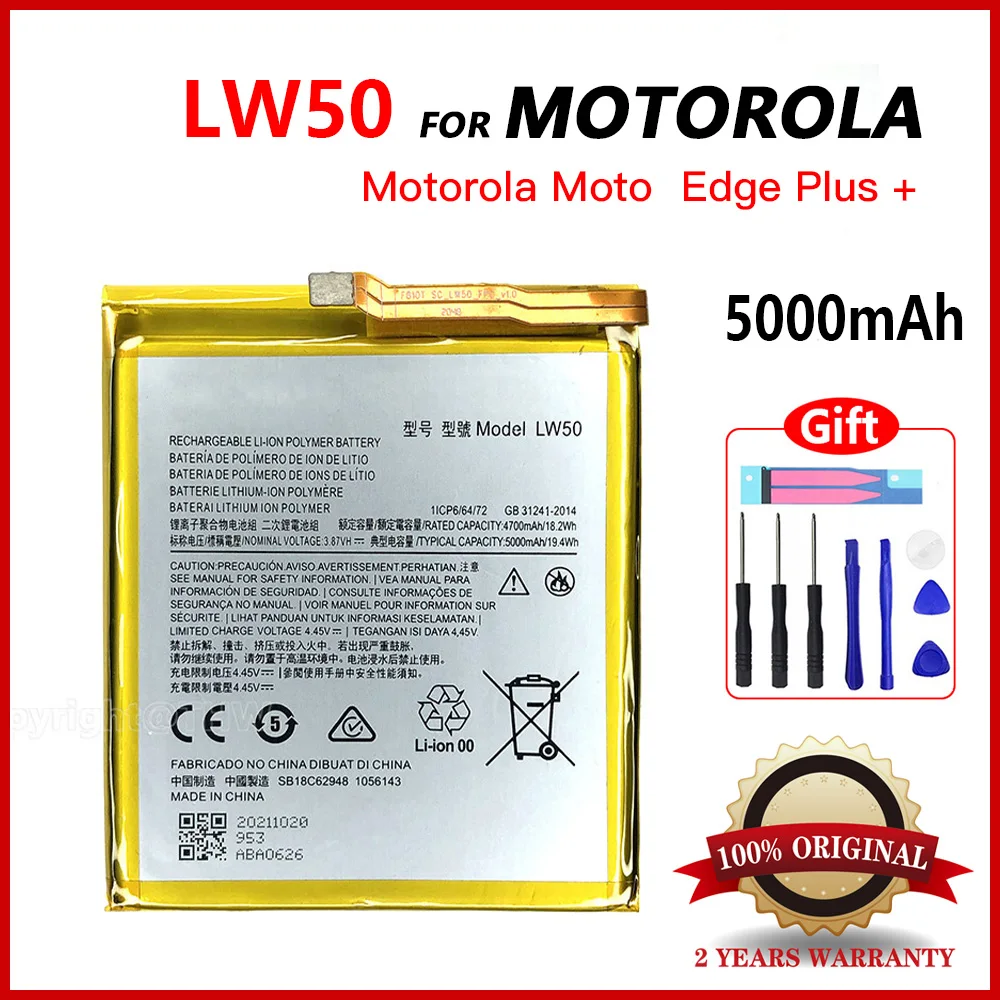 Genuine LW50 5000mAh Battery For Motorola Moto Edge+ / Edge + / Edge plus Smart Phone Batteria With Free Tools