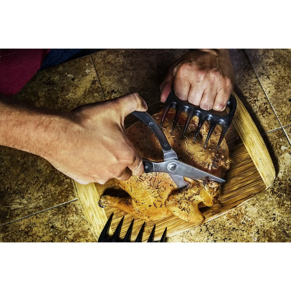 مقصات اللحوم شديدة التحمل مقص المطبخ من الفولاذ المقاوم للصدأ مقابض زنبركية مقصات قطع العظام آلية قفل متينة