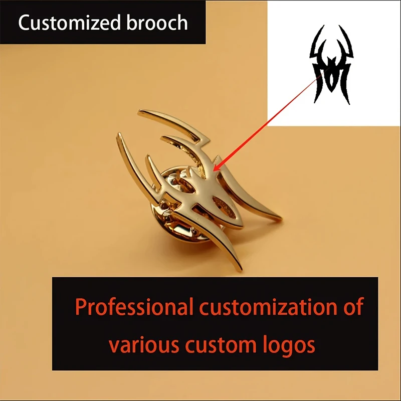 Custom Logo Brooch Personalized Photo Graffiti Badge Company Bar Anniversary Gift 304L Stainless Steel Exquisite Polishing Gift