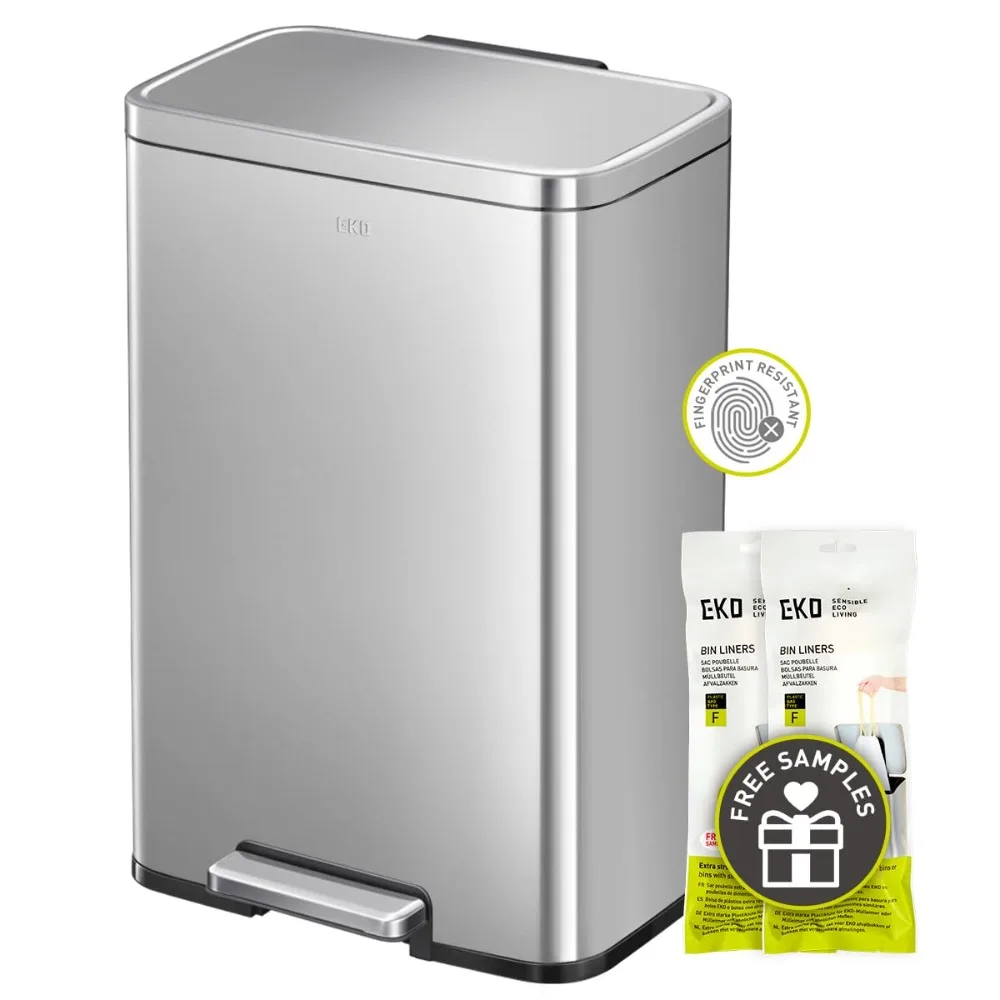 

EKO Madison Matte Stainless 50 Liter/13.2 Gallon Step Trash Can w/Inner Liner - Fingerprint Resistant Finish