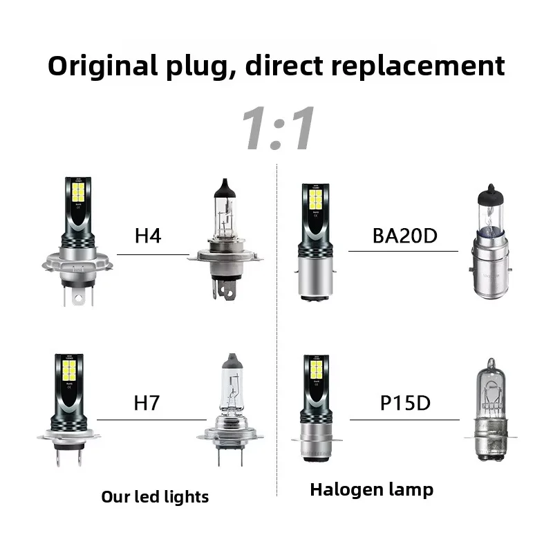 Cross-border special supply of car led headlights fog lights H4 H7 P15D H6 12 lights high brightness led motorcycle headlights image 4