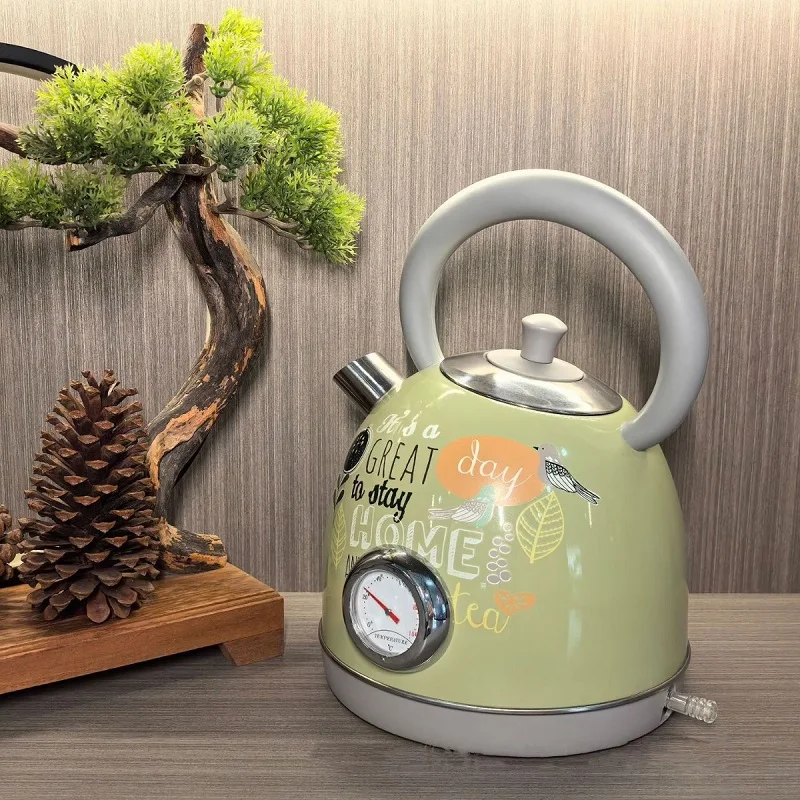 1700ml Retro Electrc Kettle Home Boiling Kettle With Temperature Display 304 stainless Steel Teapot Auto Power Off 1850W