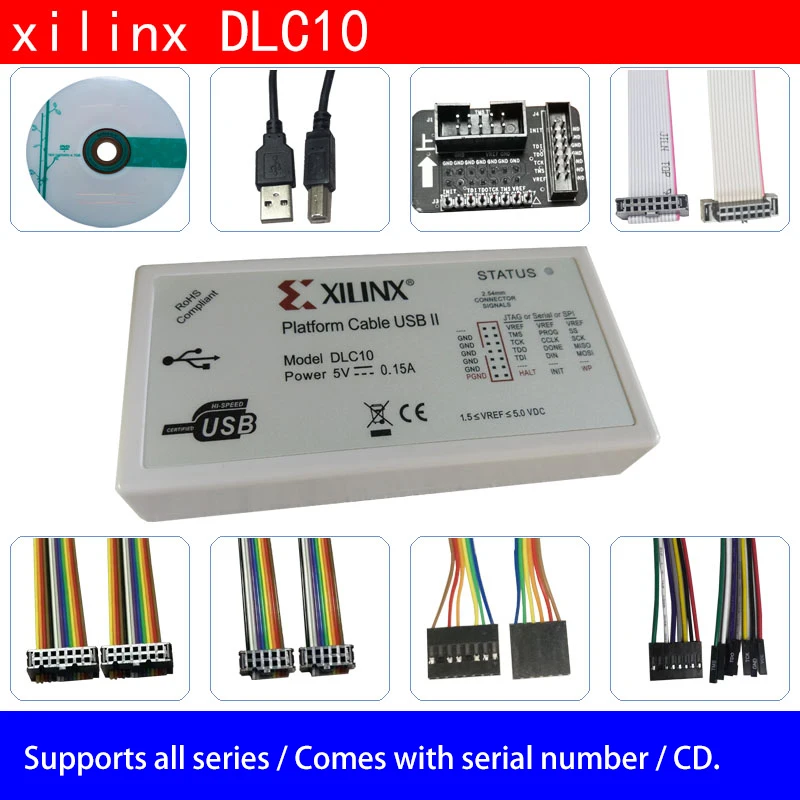 Upgraded Version DLC10 Xilinx Platform Cable USB Download Cable Jtag Programmer for FPGA CPLD CY7C68013A Replace DLC9LP