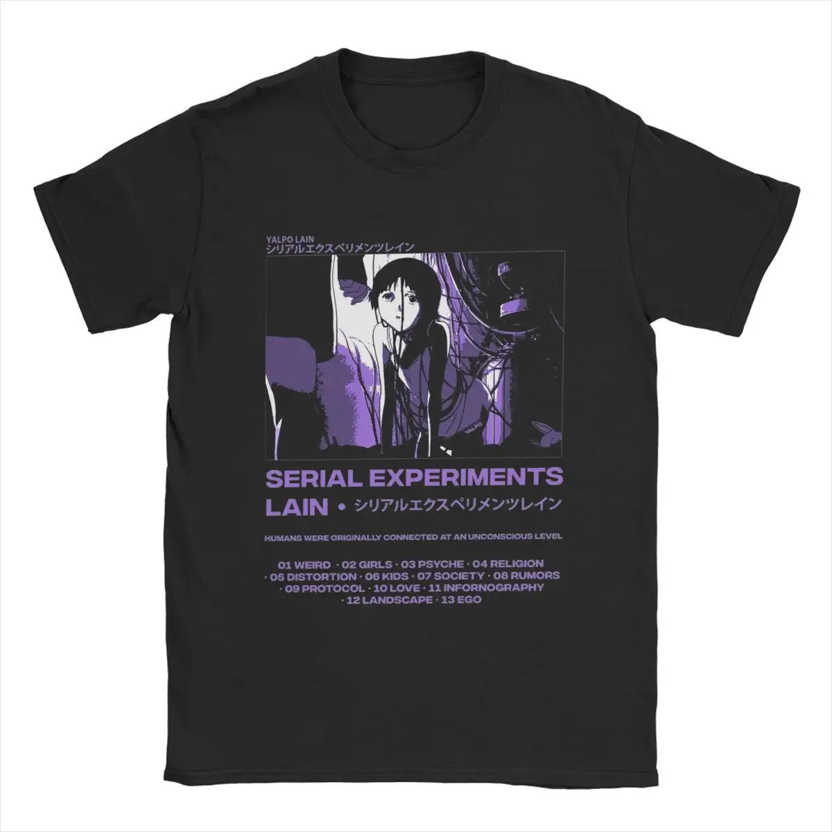 Short Sleeve Anime  Round Neck Clothes 5XL Men's T-Shirt Serial Experiments Lain Darker Vintage 100% Cotton Tees Summer Funny