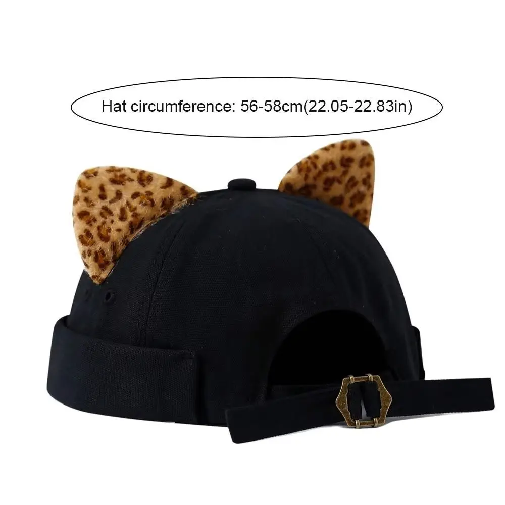 Fashion Cute Cat Ears Brimless Hat Breathable Sweet Dome Melon Cap Creative Adjustable Beanie Hat Casual Wear 6