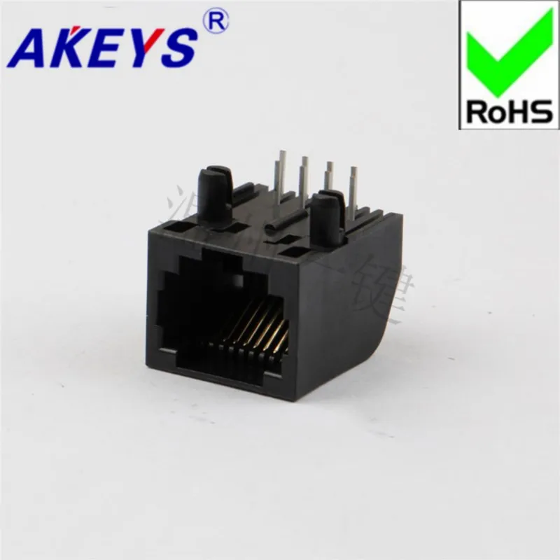 10 PCS RJ45 receptacle 57x8P8C-no edge-bevel-full plastic network receptacle crystal head seat 90 degrees RJ-45