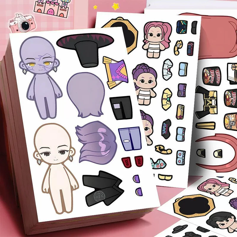8-delige KPop Demon Hunter-stickers - Leuke Make-A-Face-puzzelstickers, DIY aangepaste stickerpuzzels, educatief speelgoed voor kinderen