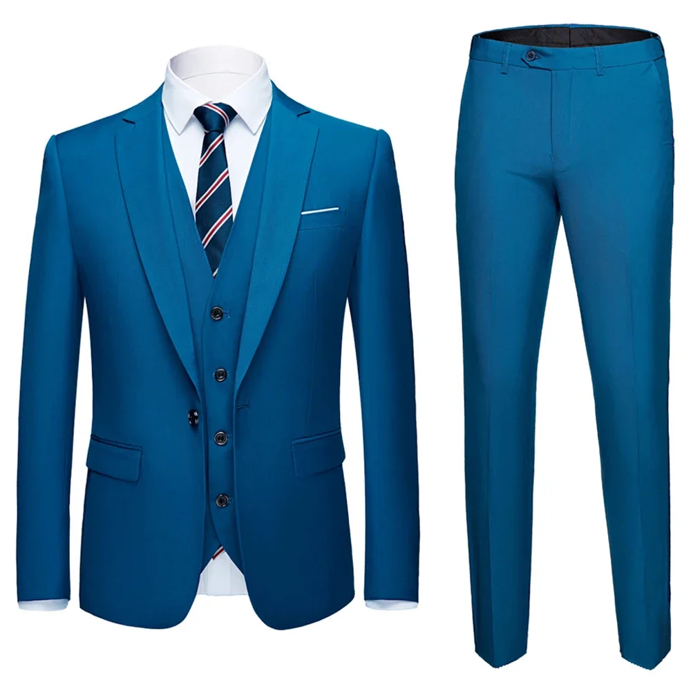 Men Blazers Suit Wedding 3 Pieces Business 2 Set Elegant Full Coat Pants  Latest Vest 2023 Slim Fit Jacket Trousers