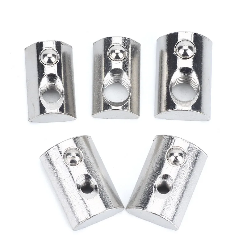 50/100PCS M3 M4 M5 M6 Roll in Spring T-nut with Ball for Aluminum Extrusion with Profile 2020 Series Aluminum Profile Groove 6