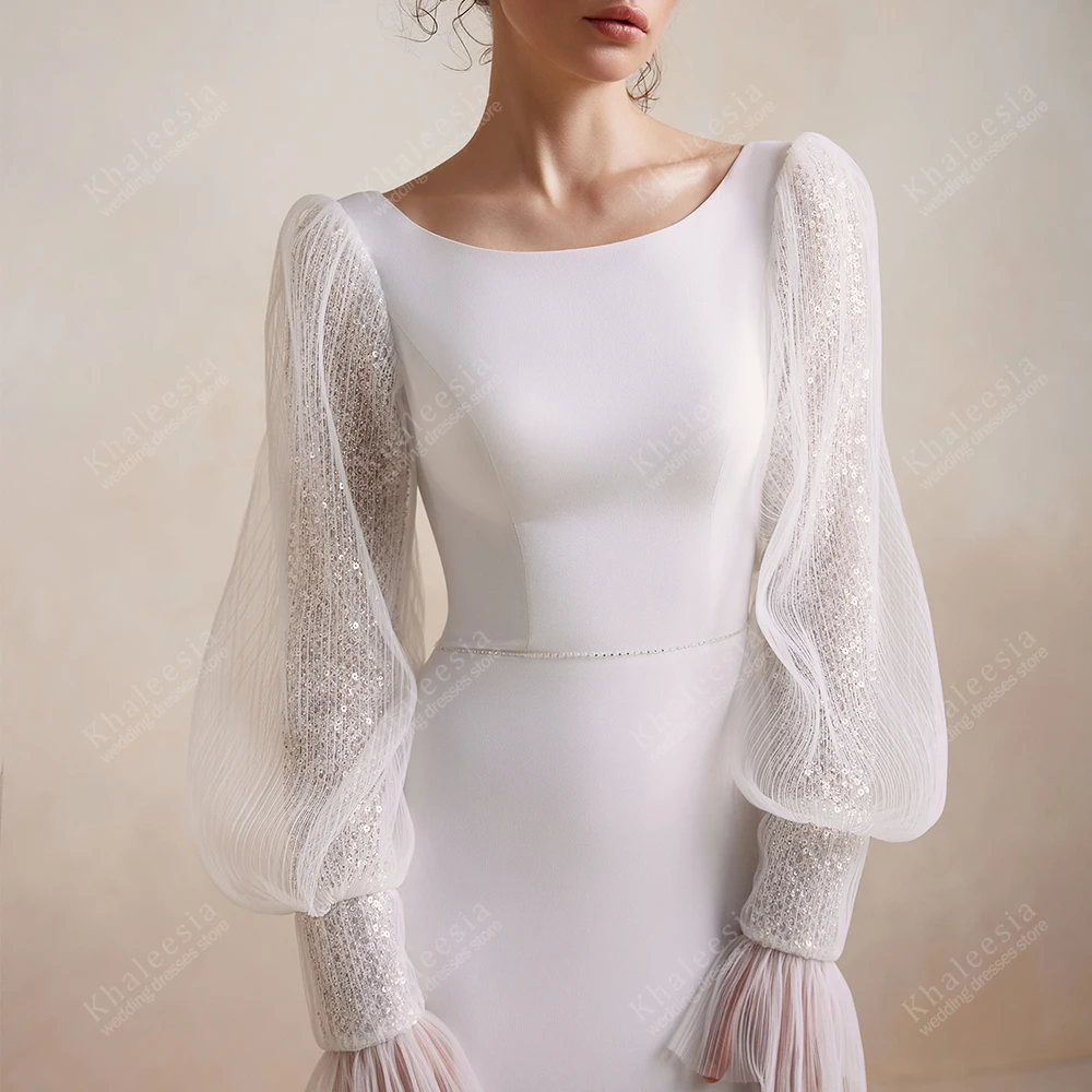 Elegant Wedding Dresses Satin Bridal Gowns Long Puff Sleeves Robes For Formal Party Charming Vestidos De Novia Customized 2025