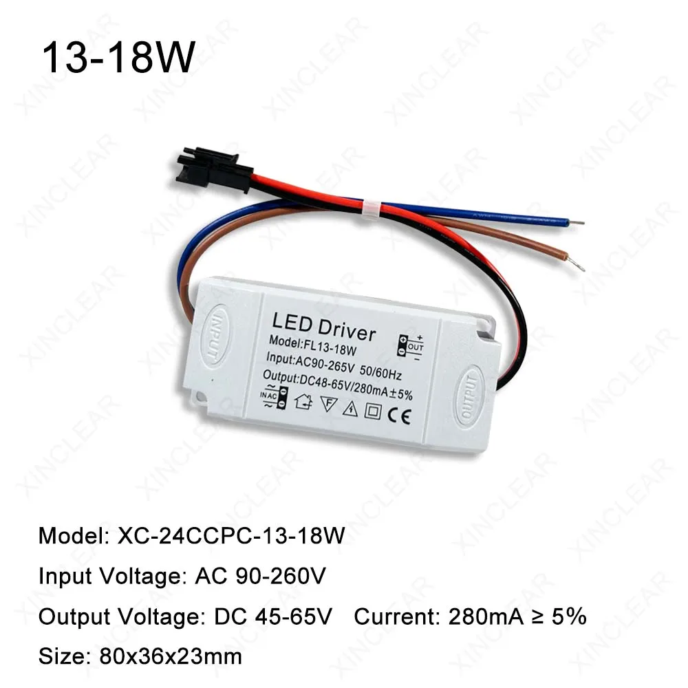 وحدة إمداد طاقة محرك LED بقدرة 3 وات و7 وات و12 وات و15 وات و18 و24 وات، محول إضاءة تيار مستمر 250-280 مللي أمبير لإضاءة لوحة LED وإضاءة السقف