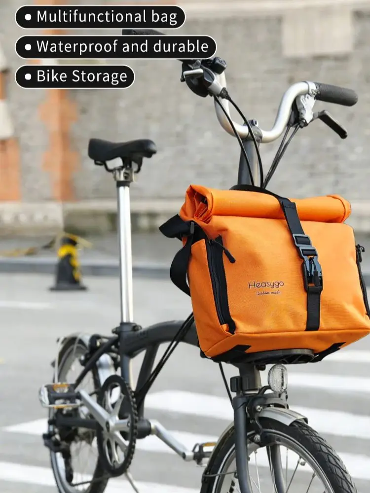 AliExpress HEasyGo Heasygo Folding Bike Bag with Flat Frame, Waterproof Bicycle Front Bag Handbag for Brompton 7-10L Large Crossbody Bag