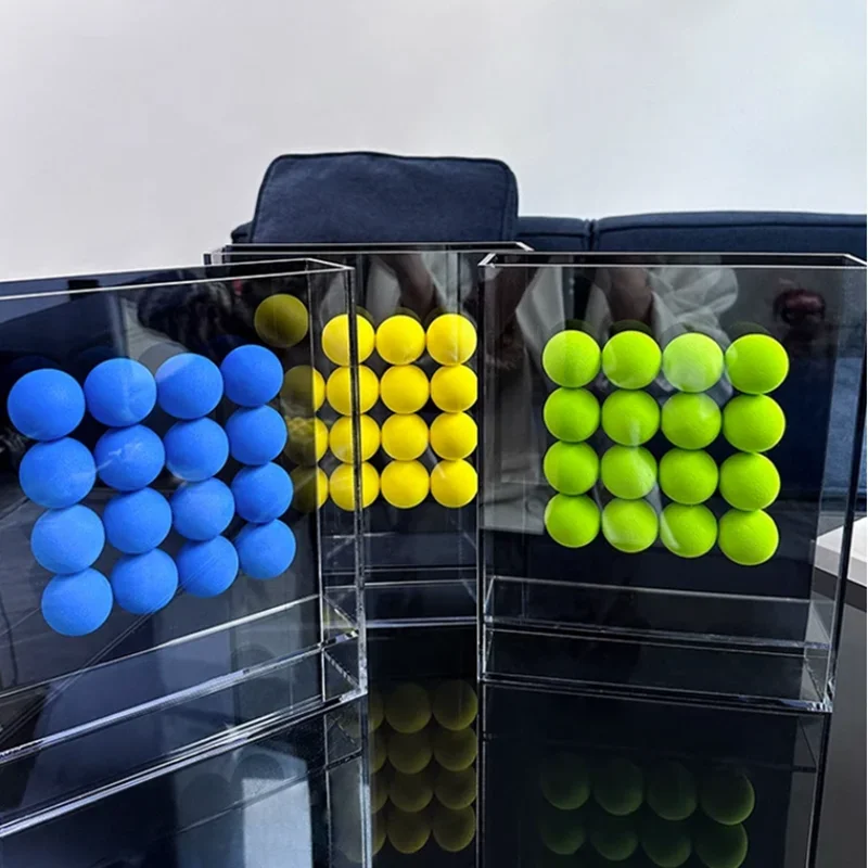 Transparent Acrylic Box, Colorful Sponge Ball Decorative Ornament, Abstract Geometric Ball Three-dimensional Decorative Frame