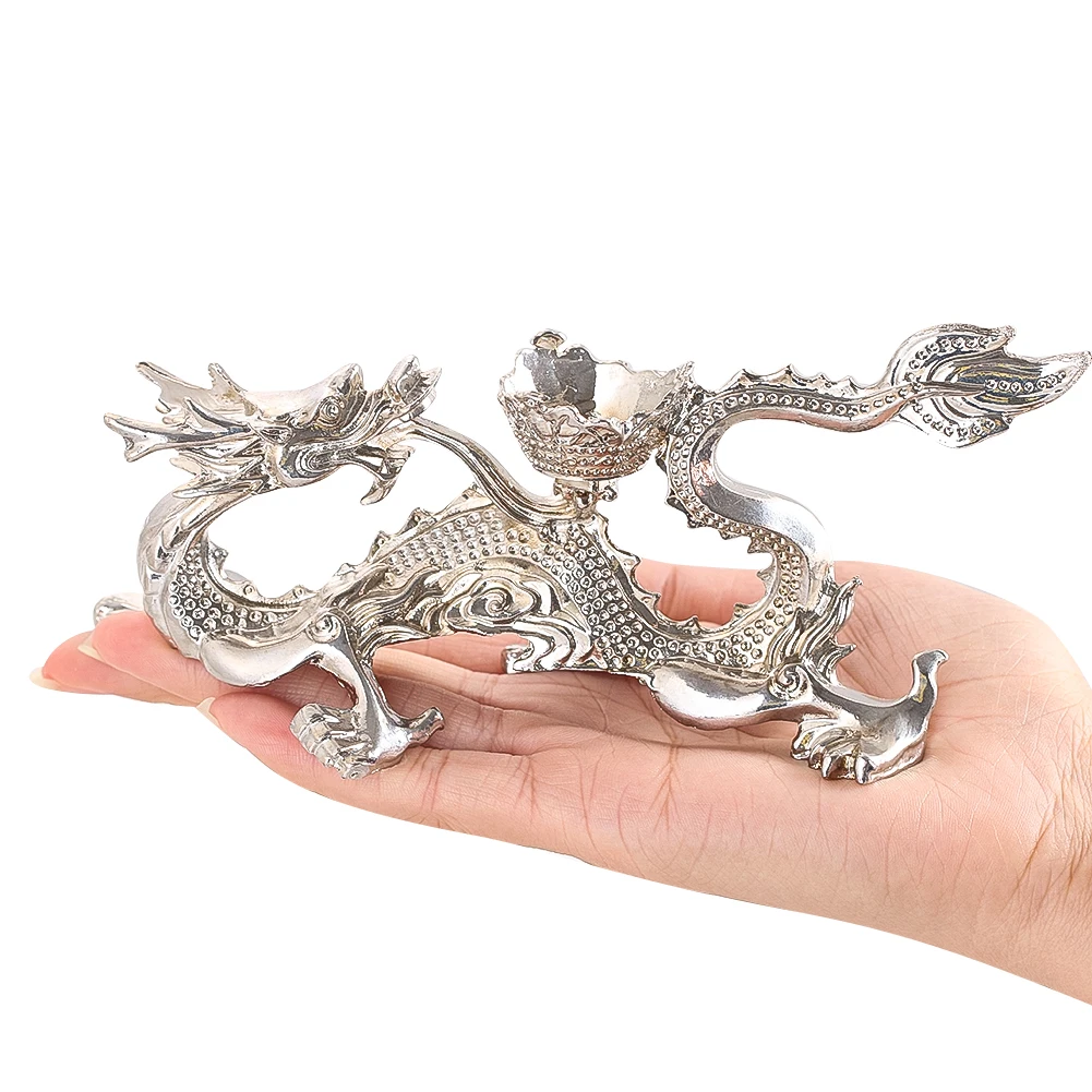 Metal Silver Dragon Ornament Crystal Ball Base Home Accessories  Decorative Figurines Home Decoration Display Stand and Gift