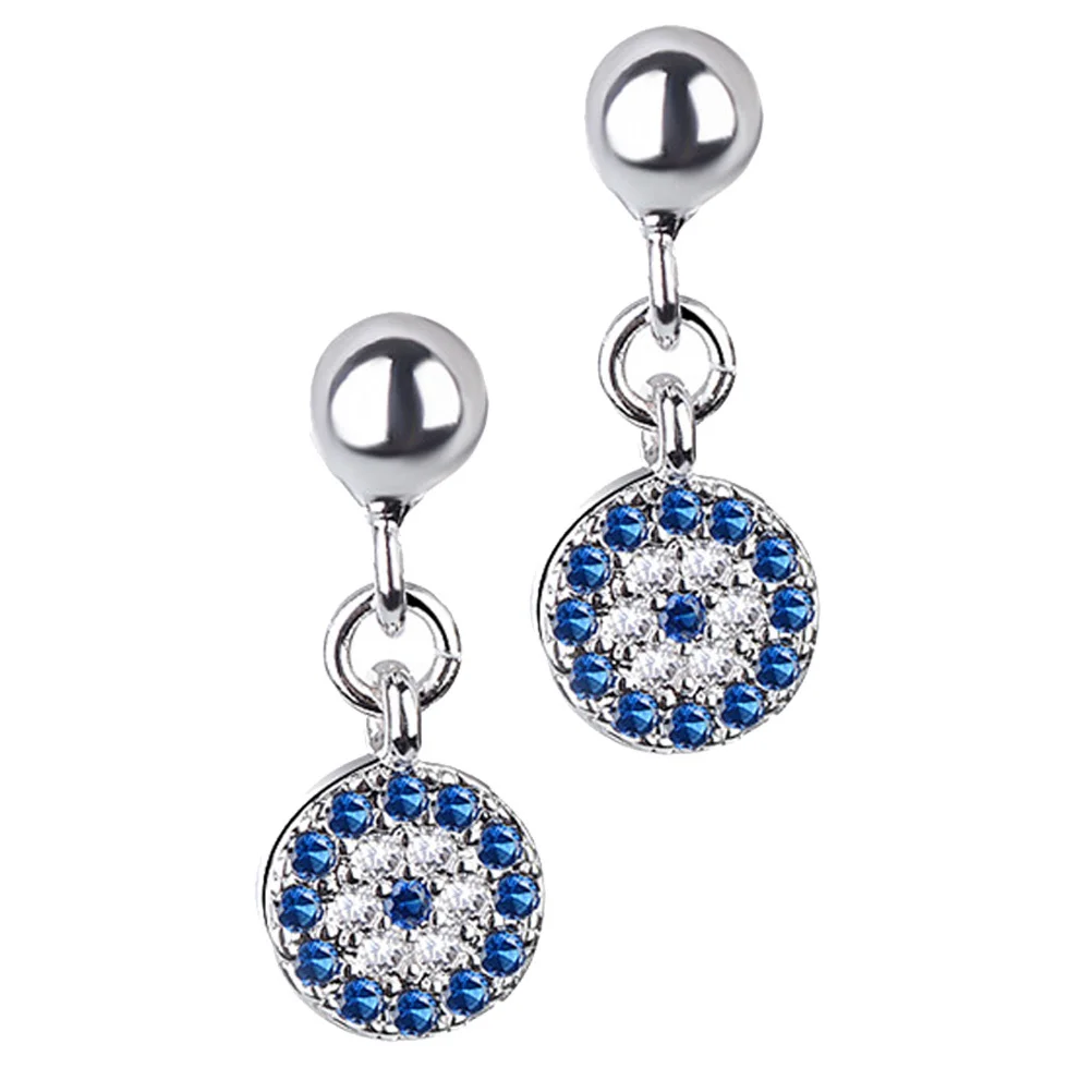 1 زوج شيطان العين حجر الراين أقراط النحاس موضة الأذن ديكور الأزرق الفردية المتدلي العصرية هدية حجر الراين قطرة الأذن #2