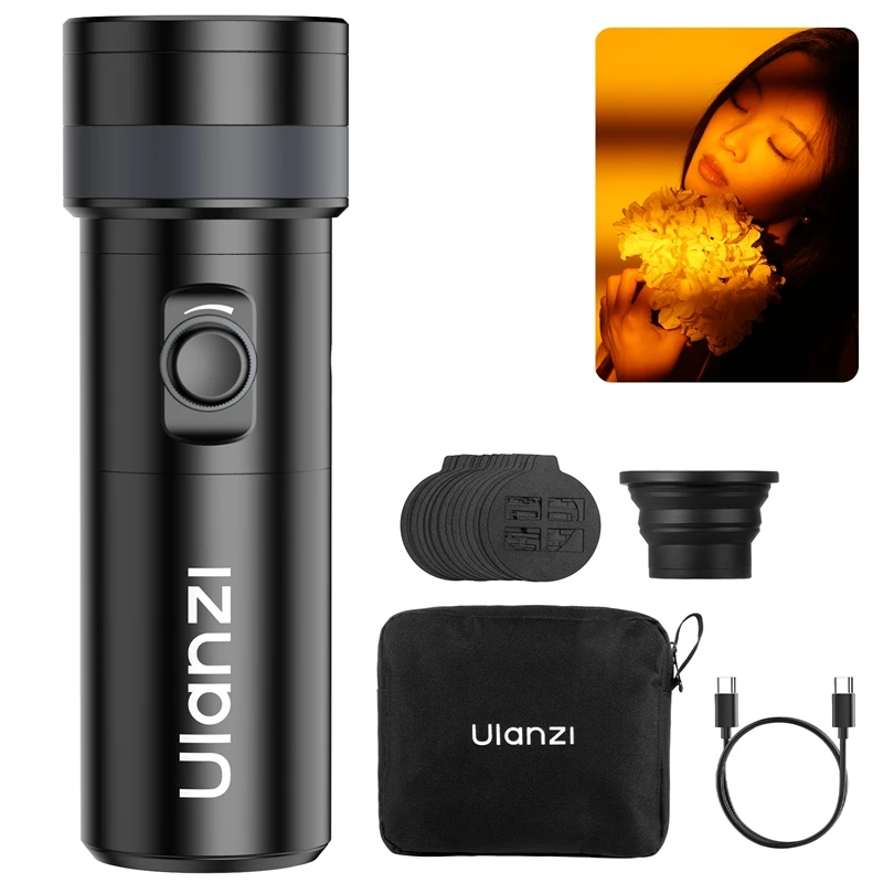 Ulanzi LM01 Fotografie Zaklamp 10 W RGB 20 Unieke Gobos voor Portret Livestream Video-opname Productfotografie Vlog-opnamen