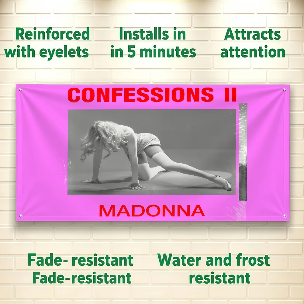 M-Madonna Confessions II 2026 flag For Room Dorm Camping Picnic Art Style Garage Bar wall Decoration Banner