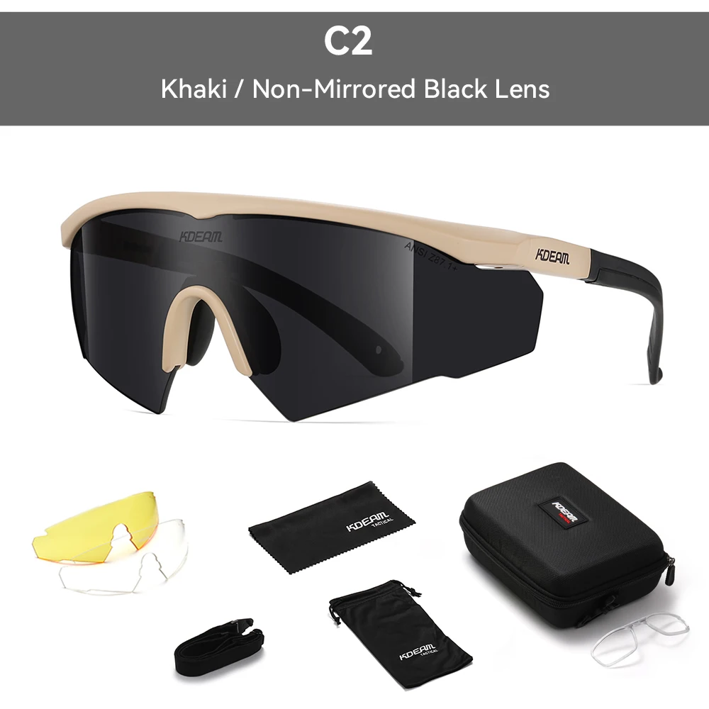 KDEAM Taktische Schutzbrille 3-Linsen-Set, winddicht, CS-Schießen, kugelsichere Militär-Sonnenbrille, Motorrad-Nachtfahrbrille – Detail 11