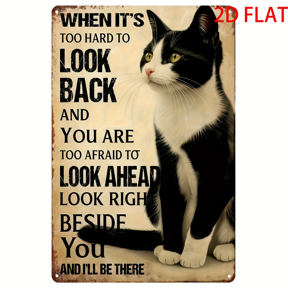 Inspirational Black Cat Metal Tin Sign - Vintage Home Decor Wall Art with English Phrase, Perfect Gift for Lovers and Deco