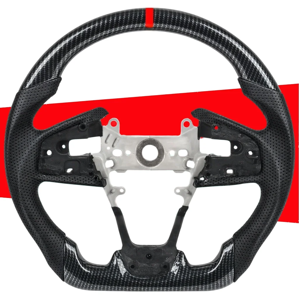For Honda Civic Gen 10th Type R FK8 2016 2017 2018 2019 2020 Hydro Dip Carbon Fiber Steering Wheel Perforated Leather Steering