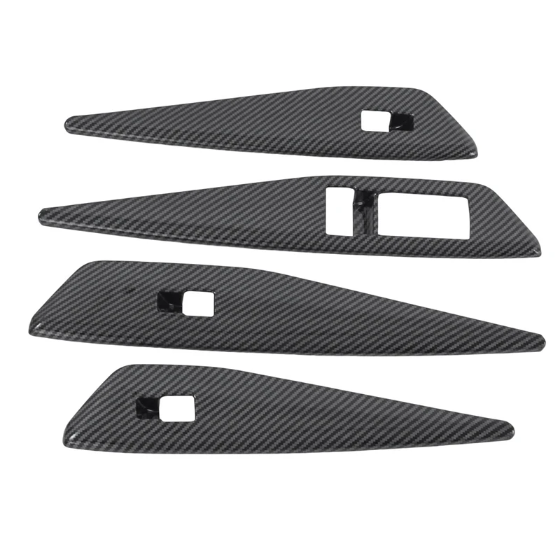 4Pcs Carbon Fiber Car Window Glass Lift Switch Cover Trim For ID.4X ID4X 2022