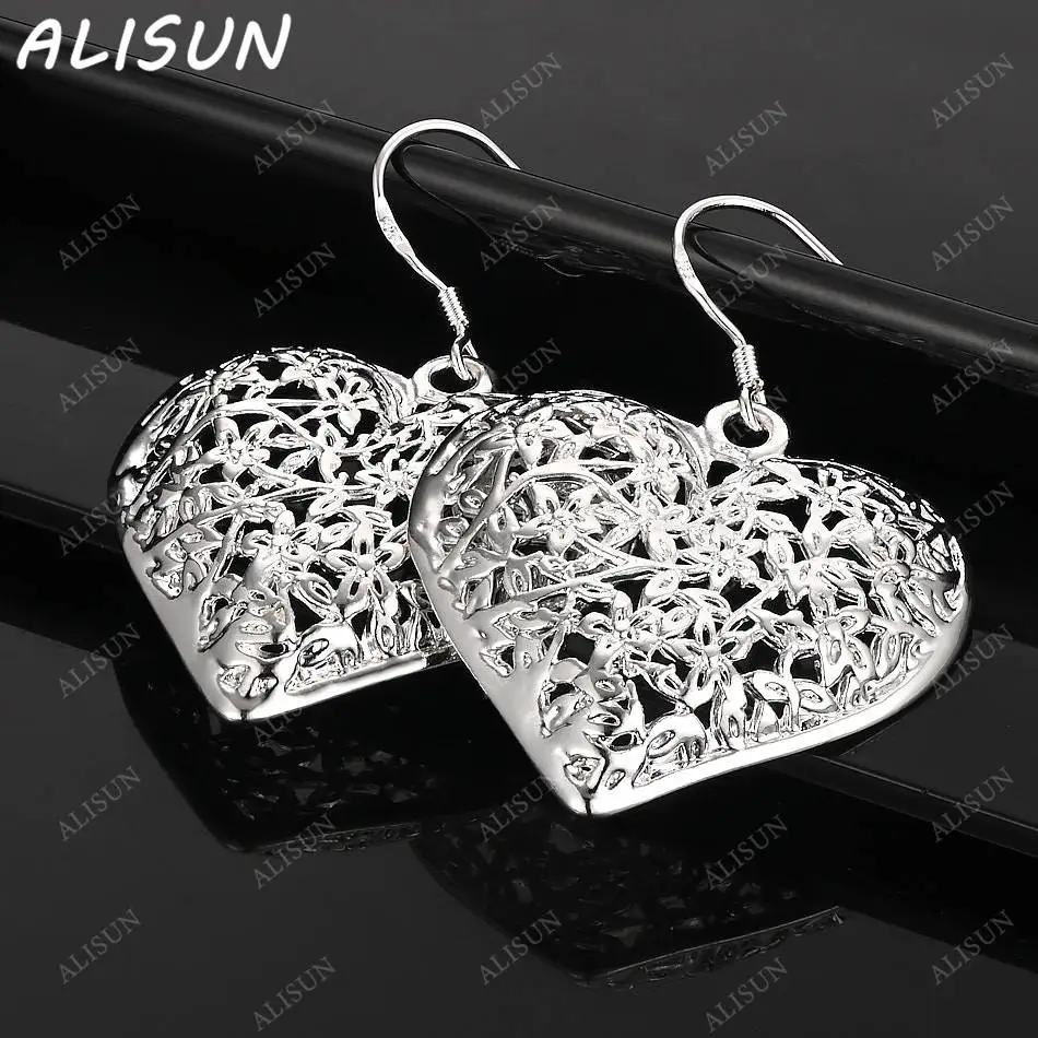 

ALISUN 925 Sterling Silver Hollow Heart Earrings Drop Earrings For Women Anniversary Gift Popular Wild Fashion Romantic Jewelry